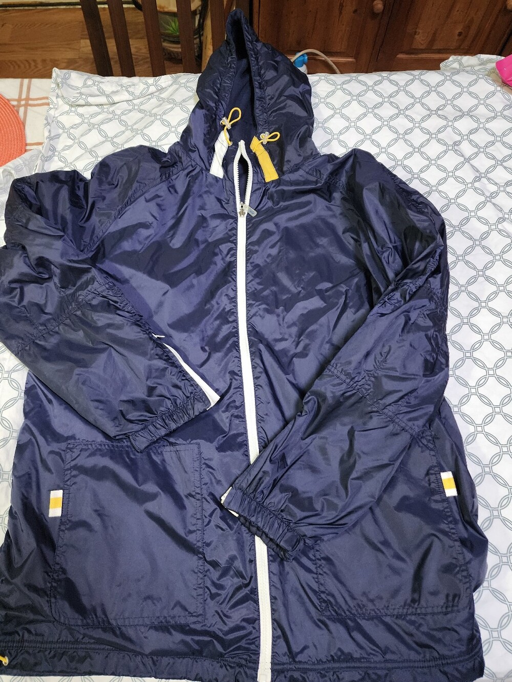 Men's Navy Hooded Windbreaker Reversible Jacket - Sz Xl